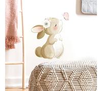 fanquare Rabbits with Floral Wall Stickers Animal Bunny Flowers and Butterfly Wall Art Decals for Baby Nursery Kids Bedroom Living Room