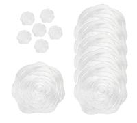 fanquare Rose Placemats and Coaster Sets 6 Silver PVC Woven Placemats Hollow-out Silver Flower Table Mats Heat Resistant Washable Non-Slip Tablemats for Dining Kitchen Table Wedding Decoration 38cm