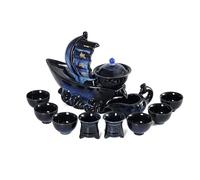 fanquare Semi Automatic Tea Set Sailboat Blue Lazy Chinese Kungfu Teapot Teacup 11pcs Porcelain Tea Service for Adults