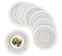 fanquare Set of 6 Boho Placemats, Round Cotton Woven Prints Place Mats with Decorative Edge, Washable Heat Resistant Table Mats for Kitchen Dining Wedding Christmas