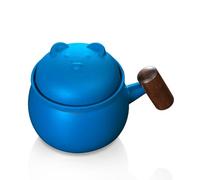 fanquare Tea Infuser Mug Cute Bear Blue Ceramic Tea Cup with Lid, Portable Travel Tea Steeping Mug for Loose Leaf