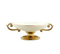 fanquare White Porcelain Fruit Footed Bowl, Tableware Service Plate, Ceramic Dinner Plate for Salad, Bread