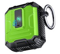FanQvv Armor One-Press Auto-Open for AirPods 1/2 Case, [360° Full-Body MIL-Grade Protective] Support Wireless Charging, with Secure Lock & Keychain, Magnetic Lid, Front LED Visible (Grass Green)
