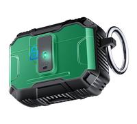 FanQvv Armor One-Press Auto-Open for AirPods Pro 2 Case, [360° Full-Body MIL-Grade Protective] Support Wireless Charging, with Secure Lock & Keychain, Magnetic Lid, Front LED Visible (Dark Green)