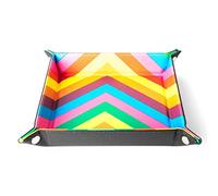 FanRoll Fold Up Dice Tray w/PU Leather Backing: Leather Rainbow, Role Playing Game Dice Accessories for Dungeons and Dragons