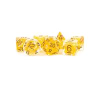 Fanroll - Resin Polyhedral Dice Set: Pearl Citrine with Copper Numbers (16mm)