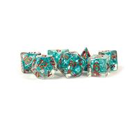 Fanroll - Resin Polyhedral Dice Set: Pearl Teal with Copper Numbers (16mm)