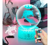 Fanrui 3D Axolotl Crystal Night Light,3.15 inch Glass Ball Dimmable Night Lamp,USB Touch,16 Colors,Remote Control,Axolotl Gifts,Art Decorations Gifts for Child,Men,Women,Kids,Boys,Girls,Teens,Friends