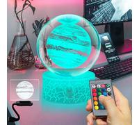 Fanrui 80MM Jupiter Planet Figurine Statue - 3D Crystal Jupiter Figure Sphere Lamp for Desktop Tabletop Decor - Jupiter Paperweight Stuff for Outer Space Themed Decor - 16 Colors Change Night Light