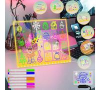 Fanrui Acrylic Dry Erase Board with Dimmable-16.3 x 12.2 Inches Clear Desktop Whiteboard Led Message Board with Adjust Stand for Desk,Acrylic Memo Tablet with 7 Pens for Home Office Wedding Xmas