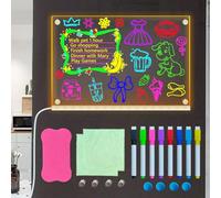 Fanrui Acrylic Magnetic Dry Erase Board for Fridge with Warm Light, 11.8 X 7.9”A4 Size Dimmable LED Lamp,Clear Planning Whiteboard to Do List Kitchen Menu Board Workouts Meal Planner Noteboard Memo