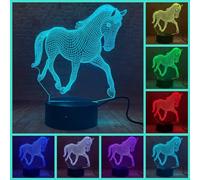 Fanrui Creative 3D Horse Night Light with 16 Colors Change & USB Power & Remote Control & Dimmable,Horse Optical Illusion Nursery Decor Table Desk Lamp,Boys Children Kids Christmas Brithday Gifts