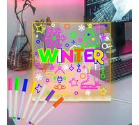 Fanrui LED Note Board with Colors, 15 x 15cm Acrylic Light Up Dry Erase Board with Dimmable Light, Led Writing Board with Stand, Glow Memo Message Board Magic Note Board Drawing Board Light Board