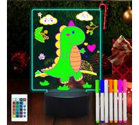 Fanrui Multifunctional 6.96 x 5.43 Acrylic Note Board Led Light, Multi-Color Multi-Purpose Erasable Message Board with Remote Control, Acrylic Plan Menu Memo Tablet for Office Home School(Black Base)
