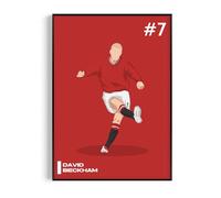 Fans Favourites David Beckham Manchester Football Wall Art Poster Print For Boys Bedroom - Minimalist (Frames Not Included) (A5)