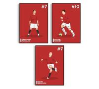 Fans Favourites Manchester Football Wall Art Poster Prints For Boys Bedroom Set of 3 - Cristiano Ronaldo, Wayne Rooney and David Beckham (Frames Not Included) (A4)