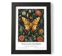 Fans Favourites William Morris - Botanical Wall Art, Vintage Art Noevua British Prints, A History of British Design Collection (Yellow Black Butterlfy, A5, Framed)