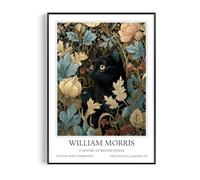 Fans Favourites William Morris - Cat Prints Vintage Art Noevua British Prints, Botanical Wall Art, A History of British Design Collection (Black Cat, A2, Unframed)