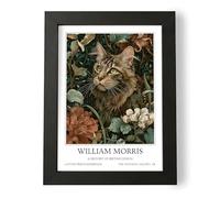 Fans Favourites William Morris - Cat Prints Vintage Art Noevua British Prints, Botanical Wall Art, A History of British Design Collection (Brown Maine Coon, A3, Unframed)