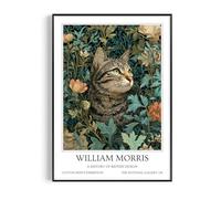 Fans Favourites William Morris - Cat Prints Vintage Art Noevua British Prints, Botanical Wall Art, A History of British Design Collection (Tabby Cat, A3, Unframed)