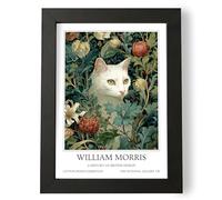 Fans Favourites William Morris - Cat Prints Vintage Art Noevua British Prints, Botanical Wall Art, A History of British Design Collection (White Cat, A5, Unframed)