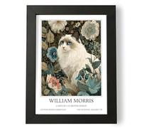 Fans Favourites William Morris - Cat Prints Vintage Art Noevua British Prints, Botanical Wall Art, A History of British Design Collection (White Ragdoll Cat, A3, Framed)