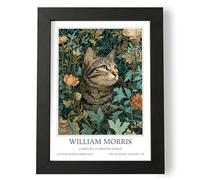 Fans Favourites William Morris - Cat Prints Vintage Art Noevua British Prints, Botanical Wall Art, A History of British Design Collection (Tabby Cat, A4, Framed)