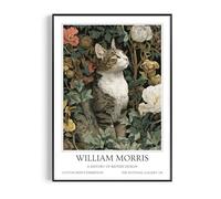 Fans Favourites William Morris - Cat Prints Vintage Art Noevua British Prints, Botanical Wall Art, A History of British Design Collection (Tabby White Patch, A4, Unframed)