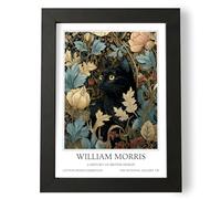 Fans Favourites William Morris - Cat Prints Vintage Art Noevua British Prints, Botanical Wall Art, A History of British Design Collection (Black Cat, A3, Framed)