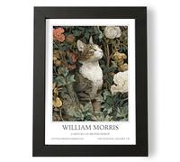 Fans Favourites William Morris - Cat Prints Vintage Art Noevua British Prints, Botanical Wall Art, A History of British Design Collection (Tabby White Patch, A4, Framed)
