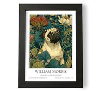 Fans Favourites William Morris - Dog Prints Vintage Art Noevua British Prints, Botanical Wall Art, A History of British Design Collection (Pug, A3, Framed)