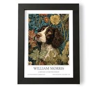 Fans Favourites William Morris - Dog Prints Vintage Art Noevua British Prints, Botanical Wall Art, A History of British Design Collection (Sprocker Spaniel, A4, Framed)