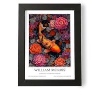 Fans Favourites William Morris - Vintage Art Noevua British Prints, Botanical Wall Art, A History of British Design Collection (Orange Koi Fish, A3, Framed)