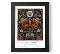 Fans Favourites William Morris - Vintage Art Noevua British Prints, Botanical Wall Art, A History of British Design Collection (Red Butterfly, A5, Framed)
