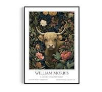 Fans Favourites William Morris - Vintage Art Noevua British Prints, Botanical Wall Art, A History of British Design Collection (Highland Cow, A3, Unframed)
