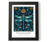 Fans Favourites William Morris - Vintage Art Noevua British Prints, Botanical Wall Art, A History of British Design Collection (Blue Dragonfly, A3, Framed)
