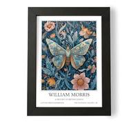 Fans Favourites William Morris - Vintage Art Noevua British Prints, Botanical Wall Art, A History of British Design Collection (Blue Butterfly, A3, Framed)