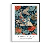 Fans Favourites William Morris - Vintage Art Noevua British Prints, Botanical Wall Art, A History of British Design Collection (Blue Koi Fish, A2, Unframed)
