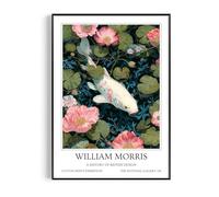 Fans Favourites William Morris - Vintage Art Noevua British Prints, Botanical Wall Art, A History of British Design Collection (White Koi Fish, A4, Unframed)