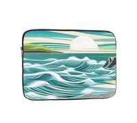 Fans Sea Tide Patterned Laptop Sleeve Bag, Shockproof Slim Laptop Bag Briefcase Carrying Laptop Cover, Black, 13 inch