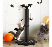 Fansafurn 25" Halloween Cat Scratching Post, Sisal Scratch Pole with Interactive Hanging Spider Toys, Durable Monster-Themed Scratch Post for Indoor Cats, Suitable for Kittens and Large Cats, Black