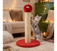 Fansafurn Cat Scratching Post, 22'' Cat Scratchers Tree Tower for Indoor cat with Extra Wide 13.4" Stable Base, Scratching Post with Natural Sisal & Short Plush Fabric for Small, Medium Cat, Red