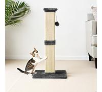 Fansafurn Cat Scratching Post with Hanging Toy Ball, 32-Inch Tall Sisal Cat Scratcher for Indoor Cats, Grey