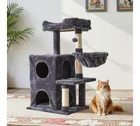 Fansafurn Medium Cat Tree with Scratching Posts, Cat Bed, Hammocks & Condos - Multi-Level Cat Tower for Playful Cats, 35.8" Modern Jungle Gym, Dark Grey