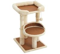 Fansafurn Multi-Level Cat Tree for Indoor Cats, Modern Cat Tower with Double Beds & Scratching Posts, 27in Cat Tree for Large Cats and Kitten, Small Cat Climbing Tower with Hanging Toys, Cream White