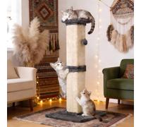 Fansafurn Tall Cat Scratching Post, 32'' Heavy Duty and Thick Scratching Post, Scratching Post for Adult Cats, Thick Sisal Rope with Hanging Ball, Grey
