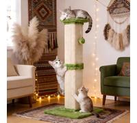 Fansafurn Tall Cat Scratching Post, 32'' Heavy Duty and Thick Scratching Post, Scratching Post for Adult Cats, Thick Sisal Rope with Hanging Ball, Green