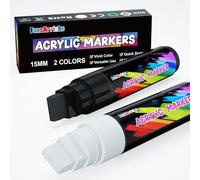 FansArriche Acrylic Marker Graffiti Pens, 15 mm Jumbo Felt Tip, Waterproof and Permanent Black and White Colouring Pens for Marking, Signs, Calligraphy and Outdoor Paintings