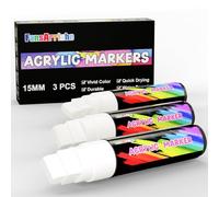 FansArriche Acrylic Paint Pens, 3 White Acrylic Paint Markers, 15 mm Jumbo Felt Tip Permanent Marker Pens, Waterproof Coloring Pens for Marking, Signs, Calligraphy, Outdoor Paintings
