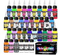 FansArriche Airbrush Paint, 34 Colours +2 thinner, Water-based Air brush Paint Kit, Opaque & Neon Colours, Premium Airbrush Paint Set for Beginners, Artists, DIY Projects